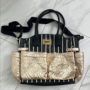 Betsy Johnson Ju-Ju-Be Black and Gold Baby Bag with Modern Design